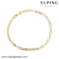 74857 xuping joyería al por mayor nuevo diseño 14 k chapado en oro circonita cúbica pulsera de diamantes para las mujeres